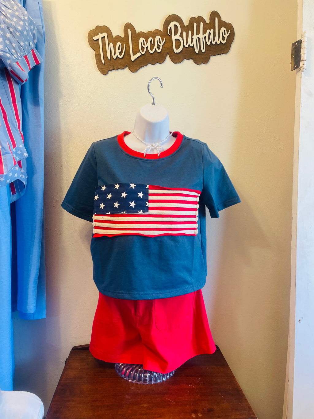 Navy American Flag Top