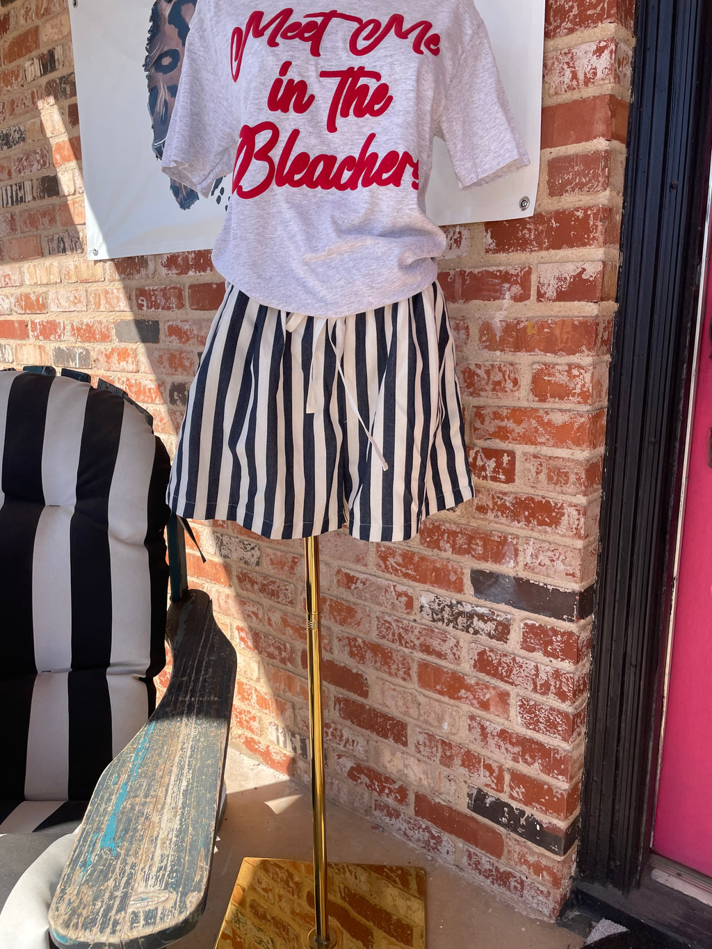 Blue and White Striped Shorts
