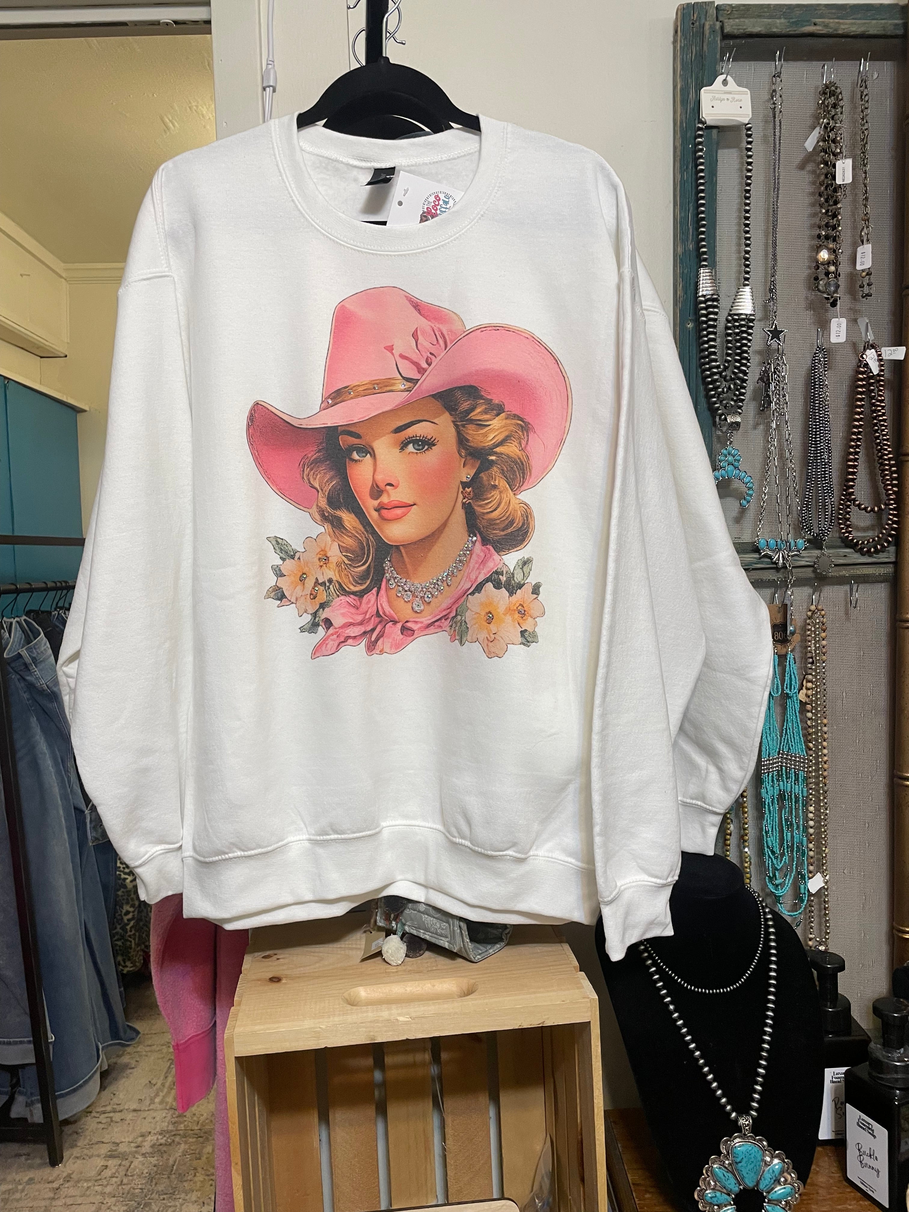 Cowgirl White Sweatshirt
