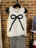 Cream Tank with Black Bow