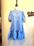 Light Blue Puffy Sleeved Dress