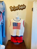 White Knit American Flag Tank
