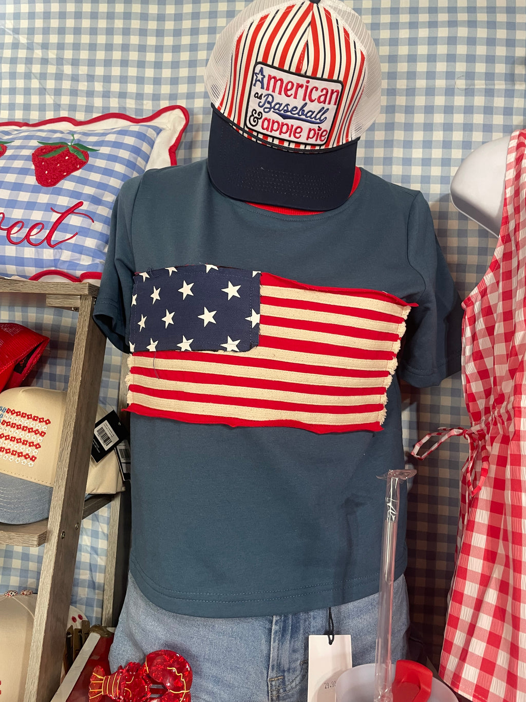 Navy American Flag Top