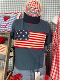 Navy American Flag Top