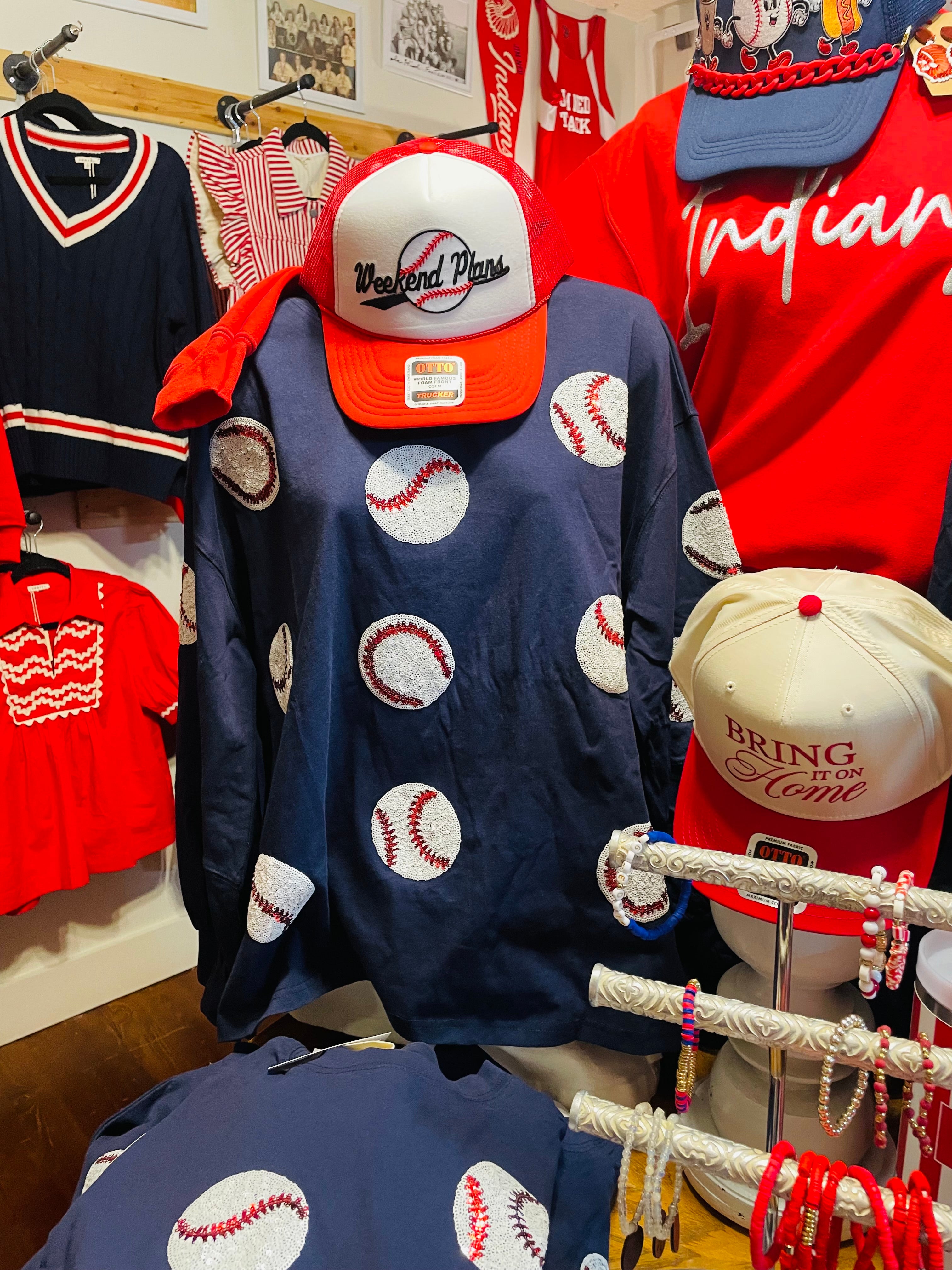 Sequin Baseball Long Sleeve