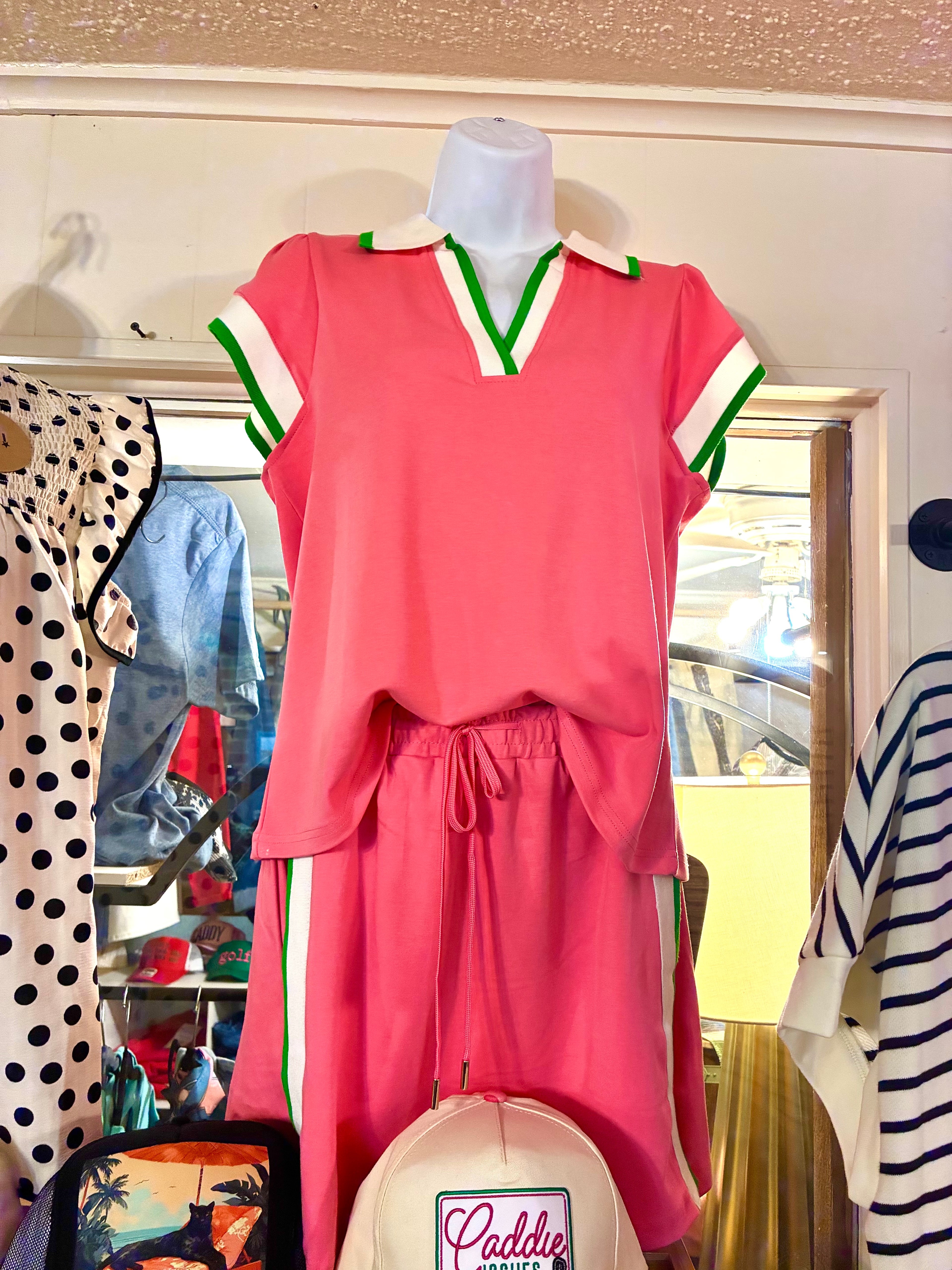 Pink and Green Golf Skort Set