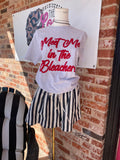 Blue and White Striped Shorts