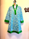 Blue and Green Floral Dress