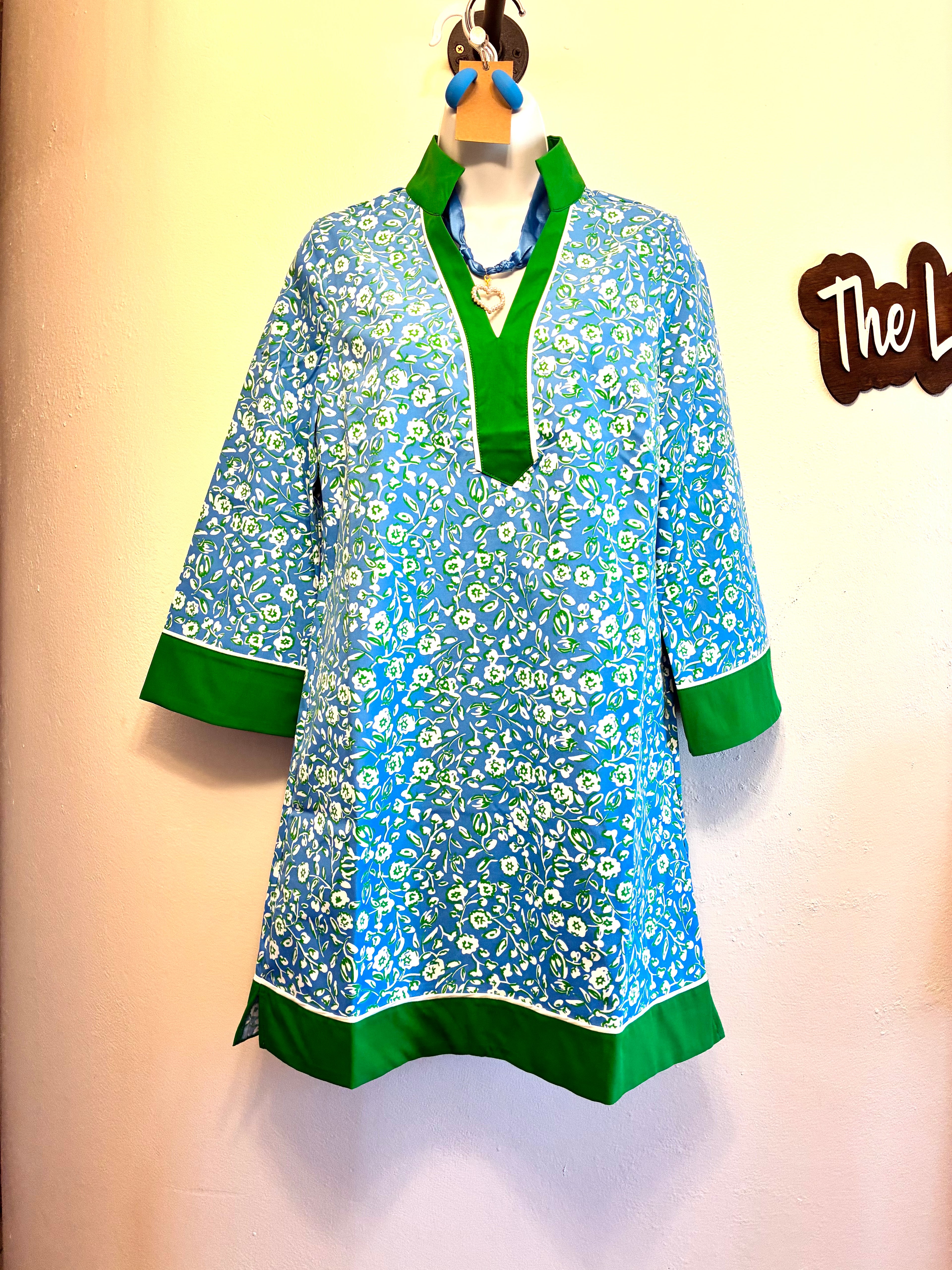 Blue and Green Floral Dress