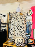 White Ruffled Short Sleeve Top with Polka Dots