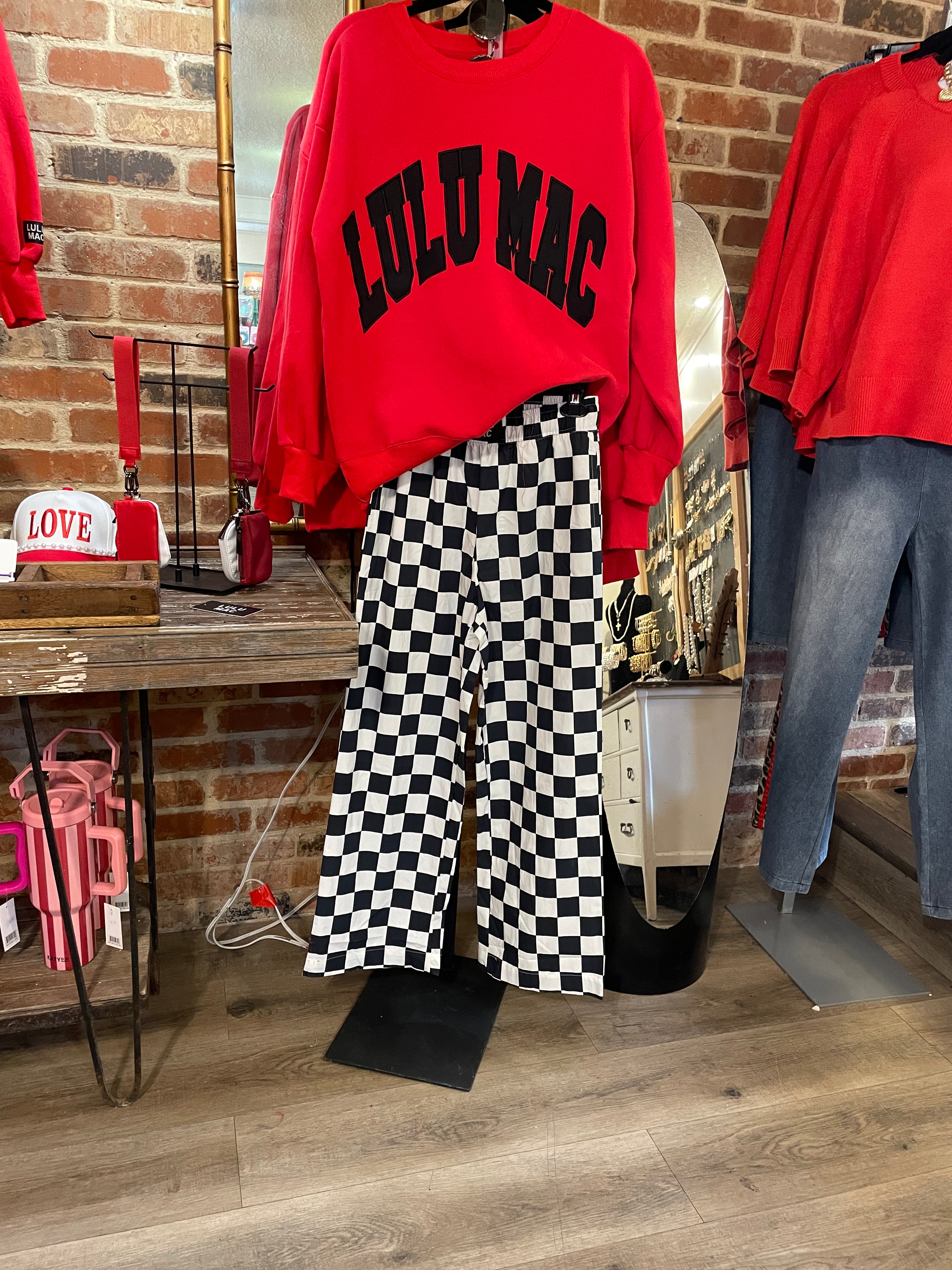 LULU MAC Black and White Checkered Pants