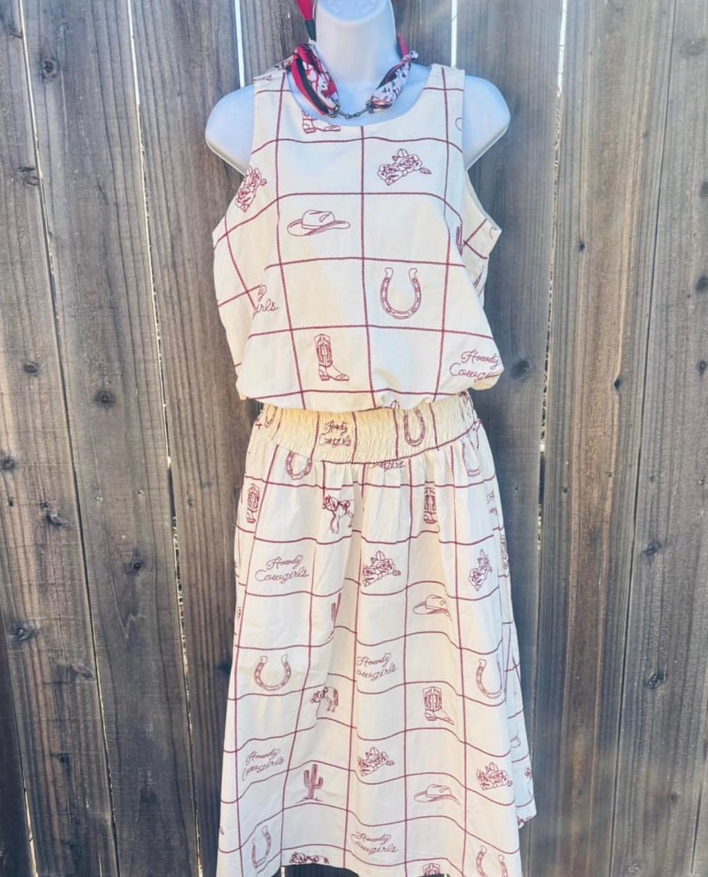 Cream with Red Embroidery Skirt