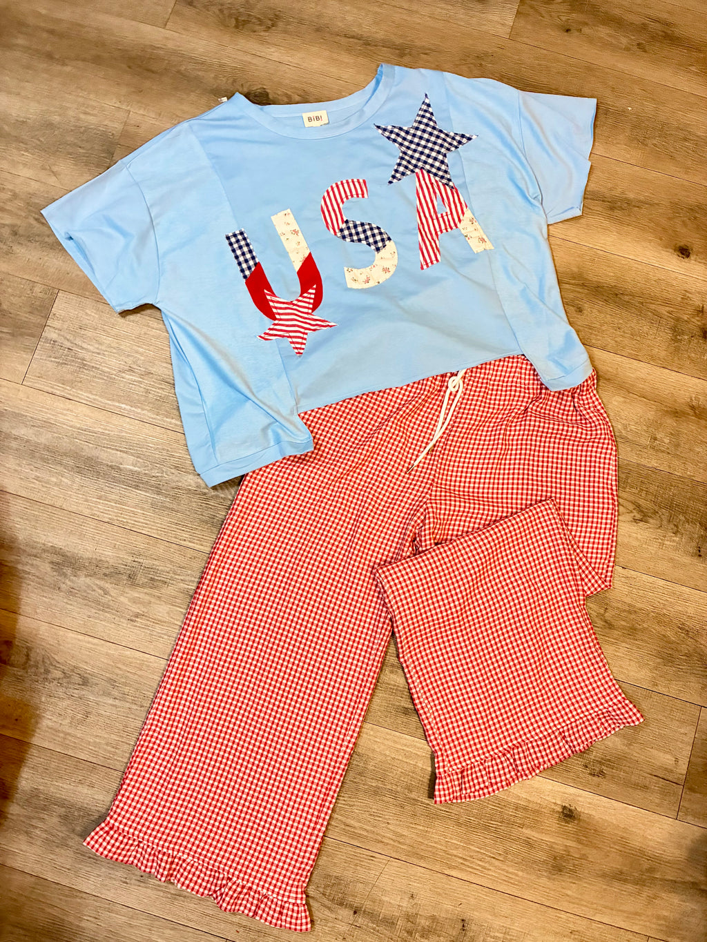 Red Gingham Ruffled Pants