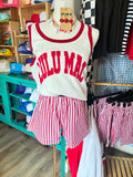 LULU MAC Red and White Striped Shorts