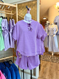 Purple and Light Pink Striped Set