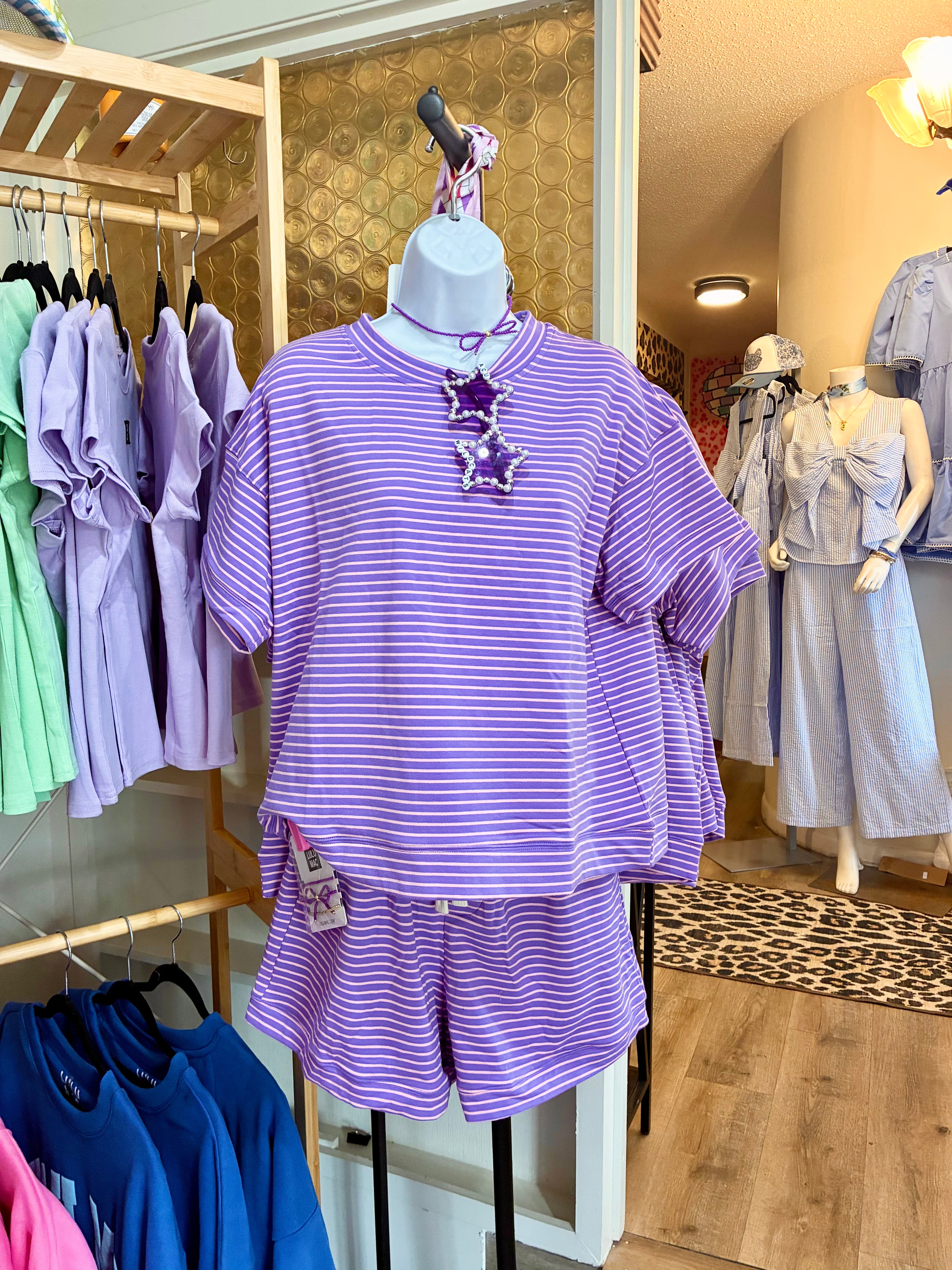 Purple and Light Pink Striped Set