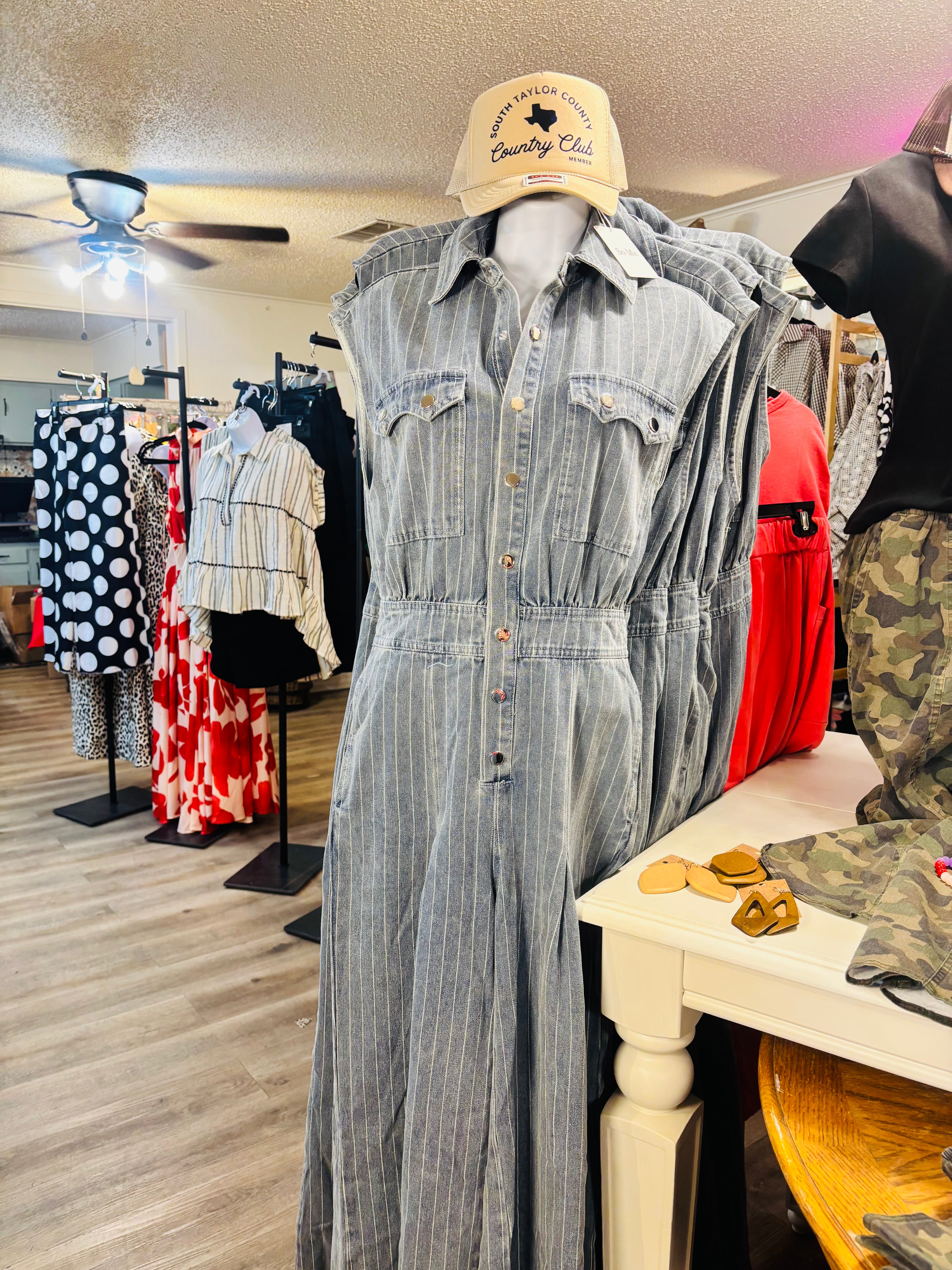 Denim Pinstriped Jumpsuit